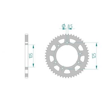 AFAM COURONNE ACIER au pas de 420 pour APRILIA/DERBI/GAS GAS/GILERA/MALAGUTI/MBK/MH/PEUGEOT/RIEJU/ROXON/YAMAHA AFA47103