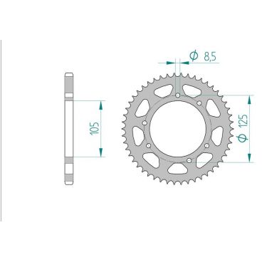 AFAM COURONNE ACIER au pas de 428 pour DERBI/HM/MALAGUTI/MH/PEUGEOT/RIEJU/YAMAHA AFA47200