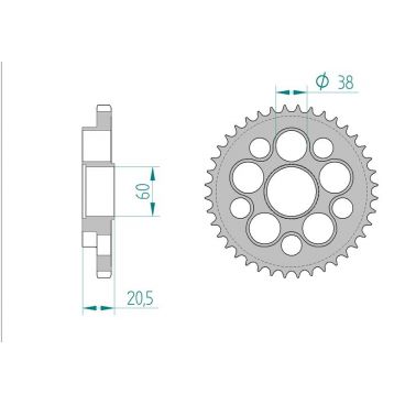 AFAM COURONNE ACIER au pas de 520 pour DUCATI AFA50611