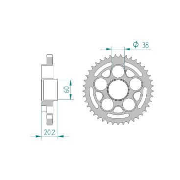 AFAM COURONNE ACIER au pas de 525 pour DUCATI AFA50800