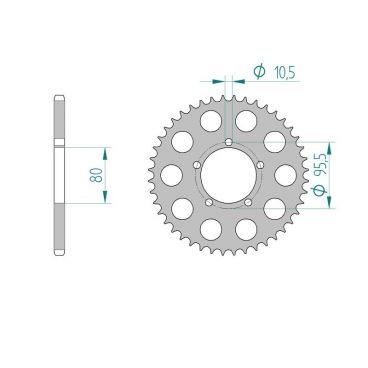 AFAM COURONNE ACIER au pas de 520 pour GILERA AFA56300