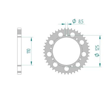 AFAM COURONNE ACIER au pas de 428 pour SHERCO AFA59104