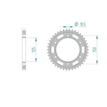 AFAM COURONNE ACIER au pas de 525 pour KTM AFA71800