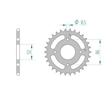 AFAM COURONNE ACIER au pas de 520 pour KYMCO AFA74100