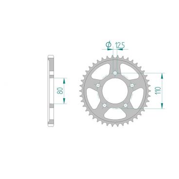 AFAM COURONNE ACIER au pas de 525 pour TRIUMPH AFA86604