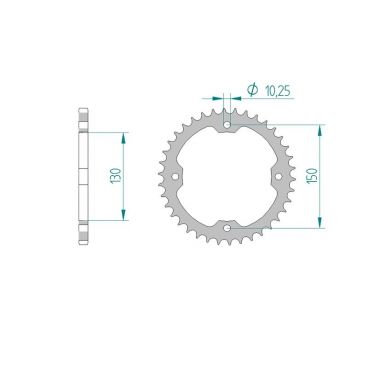 AFAM COURONNE ACIER au pas de 520 pour DERBI/SMC/TRITON AFA92328