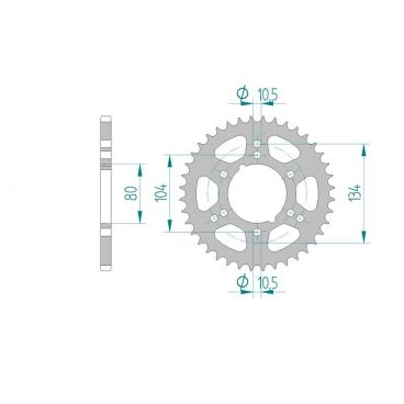 AFAM COURONNE ACIER au pas de 520 pour POLARIS AFA98300