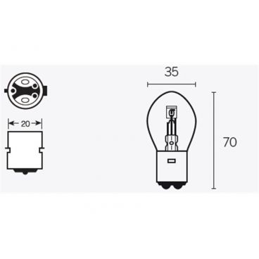 Ampoule 12v 35/35 w BA20D