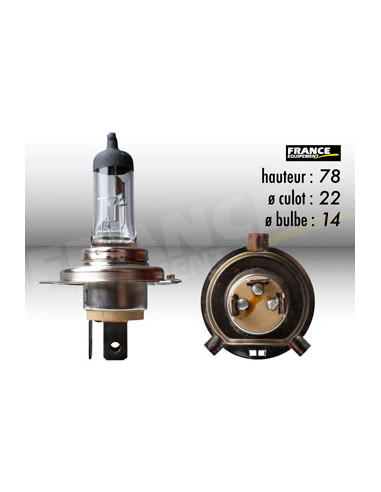 AMPOULE CODE HALOGENE H4 P43T 12V145/100W