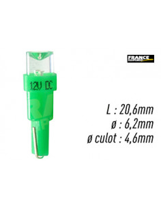 AMPOULE VERTE TYPE W2x4.6D / T5 12V0.2W