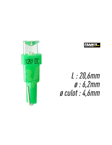 AMPOULE VERTE TYPE W2x4.6D / T5 12V0.2W