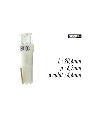 AMPOULE BLANCHE TYPE W2x4.6D / T5 12V0,2W