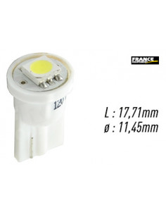 AMPOULE TEMOIN BLANCHE SANS CULOT W2,1x9,5D/W5W-T10 12V0.24W