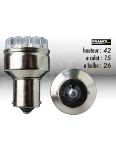 AMPOULE LED FEU STOP ET CLIGNOTANT BA15S 19 LEDS ROUGE