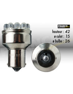 AMPOULE LED FEU STOP ET CLIGNOTANT BA15S 12 LEDS ROUGE