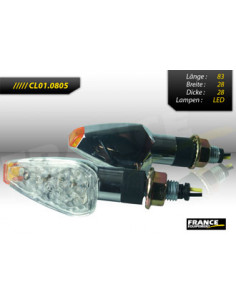 Paire de clignontants, tige courte chromé, ampoule LED