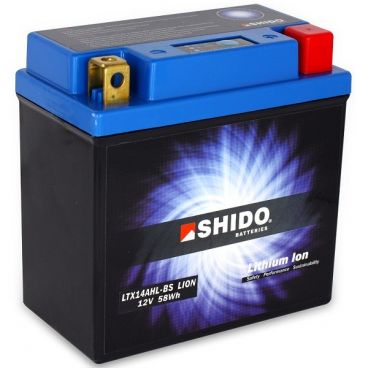 Batterie Lithium Ion SHIDO pour moto LTX14AHL-BS 4 bornes