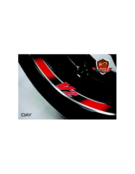 Kit déco de 8 stickers Fluorescent pour Jantes AV+AR "V2" Rouge