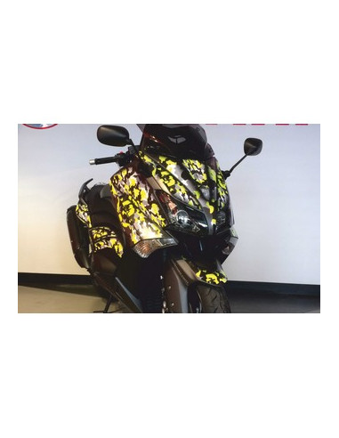 Kit Adhésif graphique pour YAMAHA T-MAX -Version Jaune Fluo Camouflage