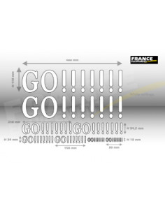 Kits Autocollants "GO"4 Tailles: 488x110mm-240x54,2mm-150x34mm-80x18mm