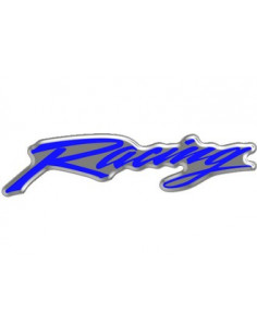 Jeu d'Autocollants résinés "RACING" Bleu. (2 Pièces)