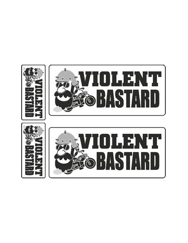 Déco moto 4 pièces "VIOLENT BASTARD" Noir sur Blanc