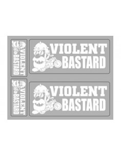 Déco moto 4 pièces "VIOLENT BASTARD" Blanc sur Transparent