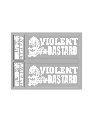 Déco moto 4 pièces "VIOLENT BASTARD" Blanc sur Transparent