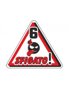Label déco moto "6 SFIGATO". 2 pièces.