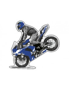 Label déco moto "MOTO Bleu" . 2 pièces.