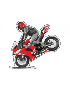 Label déco moto "MOTO Rouge". 2 pièces.