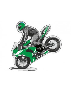 Label déco moto "MOTO Vert". 2 pièces.
