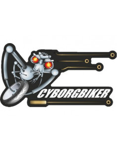 Label déco moto "CYBORG BIKER". 2 pièces.