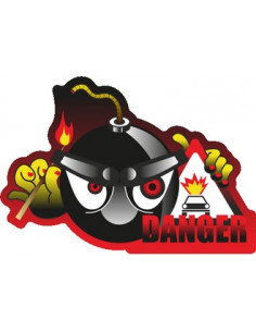 Label déco moto "BOMBE DANGER". 2 pièces.