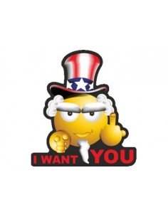 Label déco moto "SMYLEY I WANT YOU". 2 pièces.