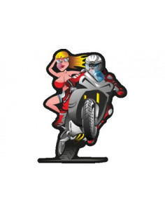 Label déco moto "MOTO en ROUE". 2 pièces.