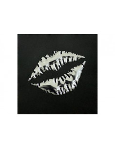 Label en 3D de forme BOUCHE Argent. 1 pièce.