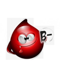 Label en 3D Groupe Sanguin : B-  Format : 54.1X46.8mm