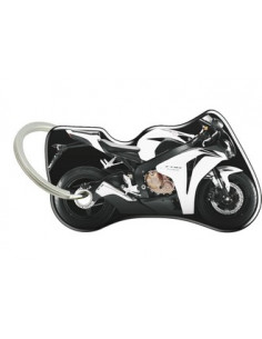 Porte-cléfs en Résine "HONDA CBR 1000 BLANC 2008" Format : 40x40mm