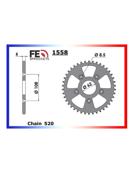 125.PLANET '98/02 14X43 RKGB520KXZ  Roues 3 ou 6 Bâtons