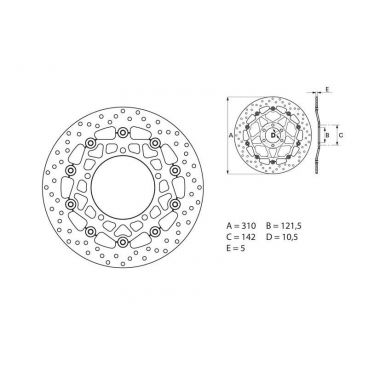 DISQUE DE FREIN BREMBO FLOTTANT AVANT DROIT ET GAUCHE