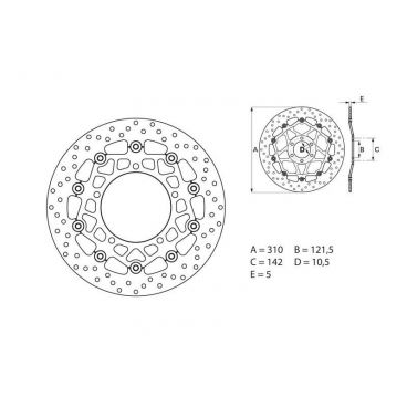 DISQUE DE FREIN BREMBO FLOTTANT AVANT DROIT ET GAUCHE