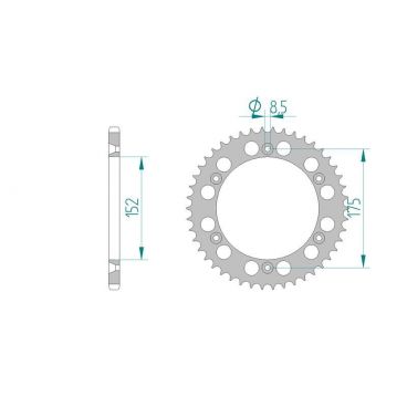 Kit chaine AFAM alu YAMAHA YZ 125  pas 520 1984 à 1985
