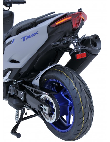 SUPMAX EVO Support de plaque + platine aluminium noir avec Support blinker pour TMAX 560 