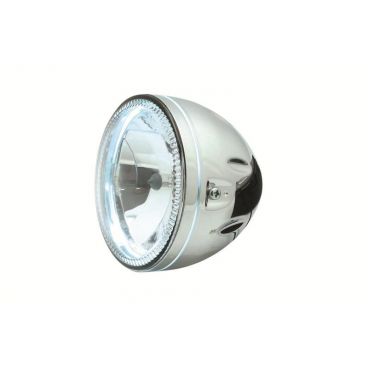 Phare moto BIHR chromé contour led 5 3/4 fixation bas