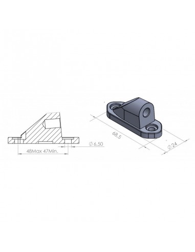 Adaptateur de rétroviseurs 9276 droit ou gauche - Kawasaki Ninja 300 13-17, Ninja 650 17-18, ZX-6R 636 13-16 