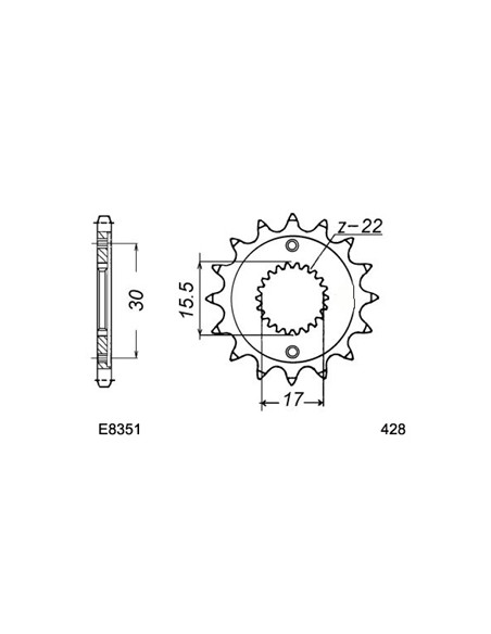 CR.85.R '03/07 Ptes R.(428) 15X50 RK428MXZ   (LARGE 428)