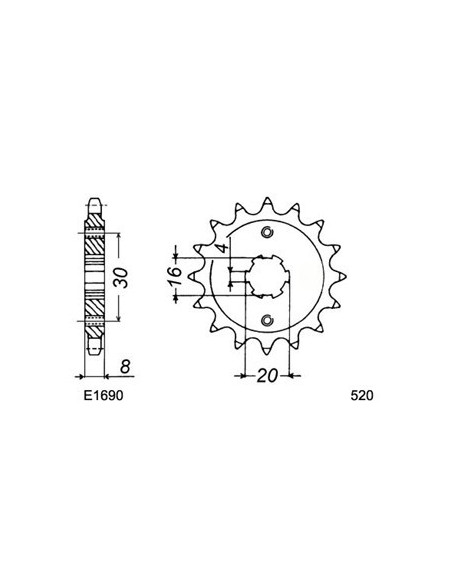 125.CR '90/94 12X52 RK520MXZ *
