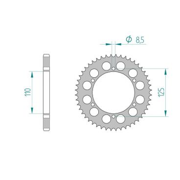 Kit chaine DID  ALU BETA 125 ZERO    0 à    0