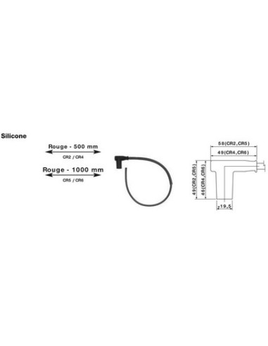 CABLE RACING  1000mm avec capuchon